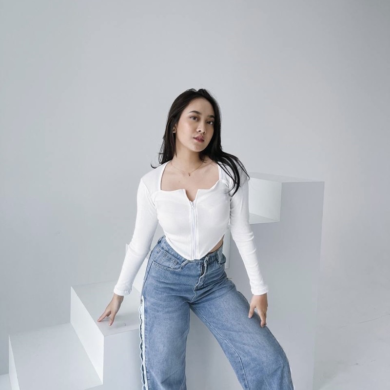 Miyara Top Panjang Pendek/ top rib premium / Top lengan panjang / Top lengan pendek / top resleting 