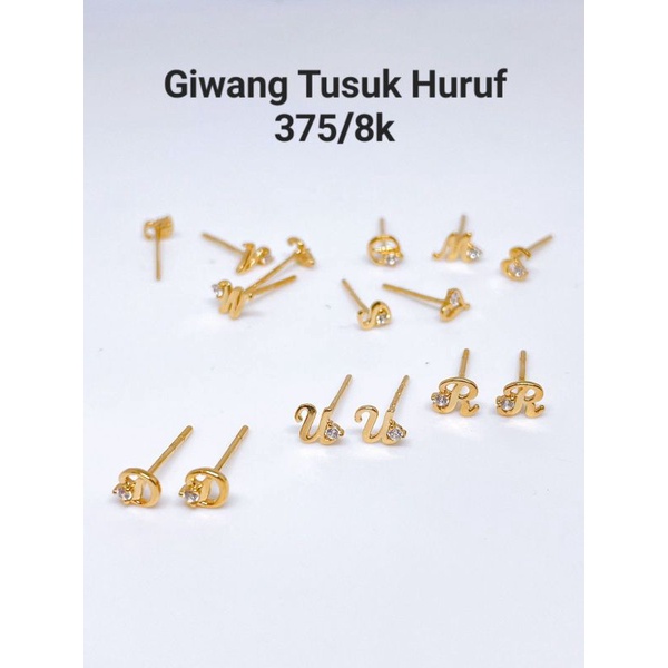 Giwang emas Huruf kadar 375/ 8k