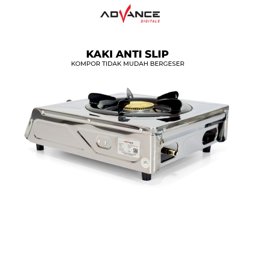 Advance Kompor Gas 1 Tungku GB6601S Body Full Stainless Steel kompor Api Biru Bergaransi 1 Tahun