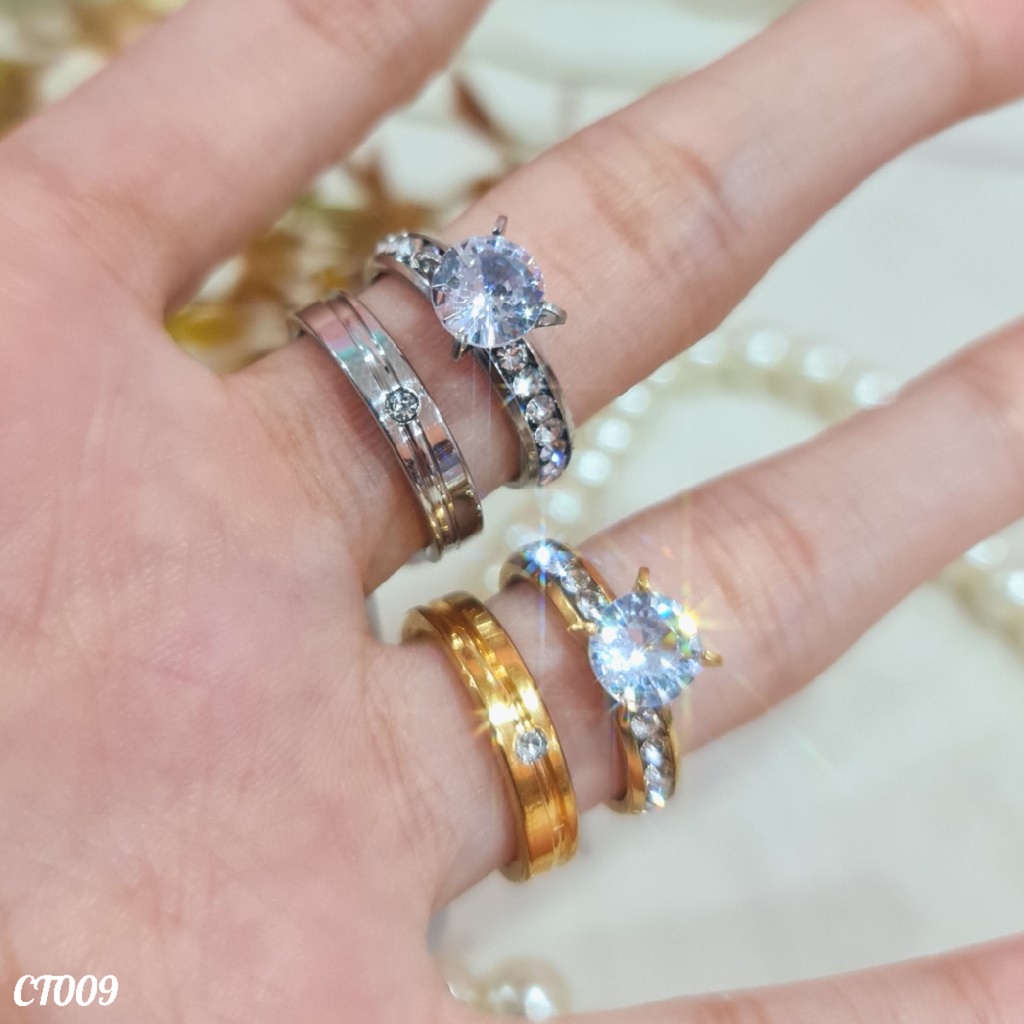 PGX Cincin Titanium Couple Tunangan Aksesoris Fashion Perhiasan Anti Karat - CT009