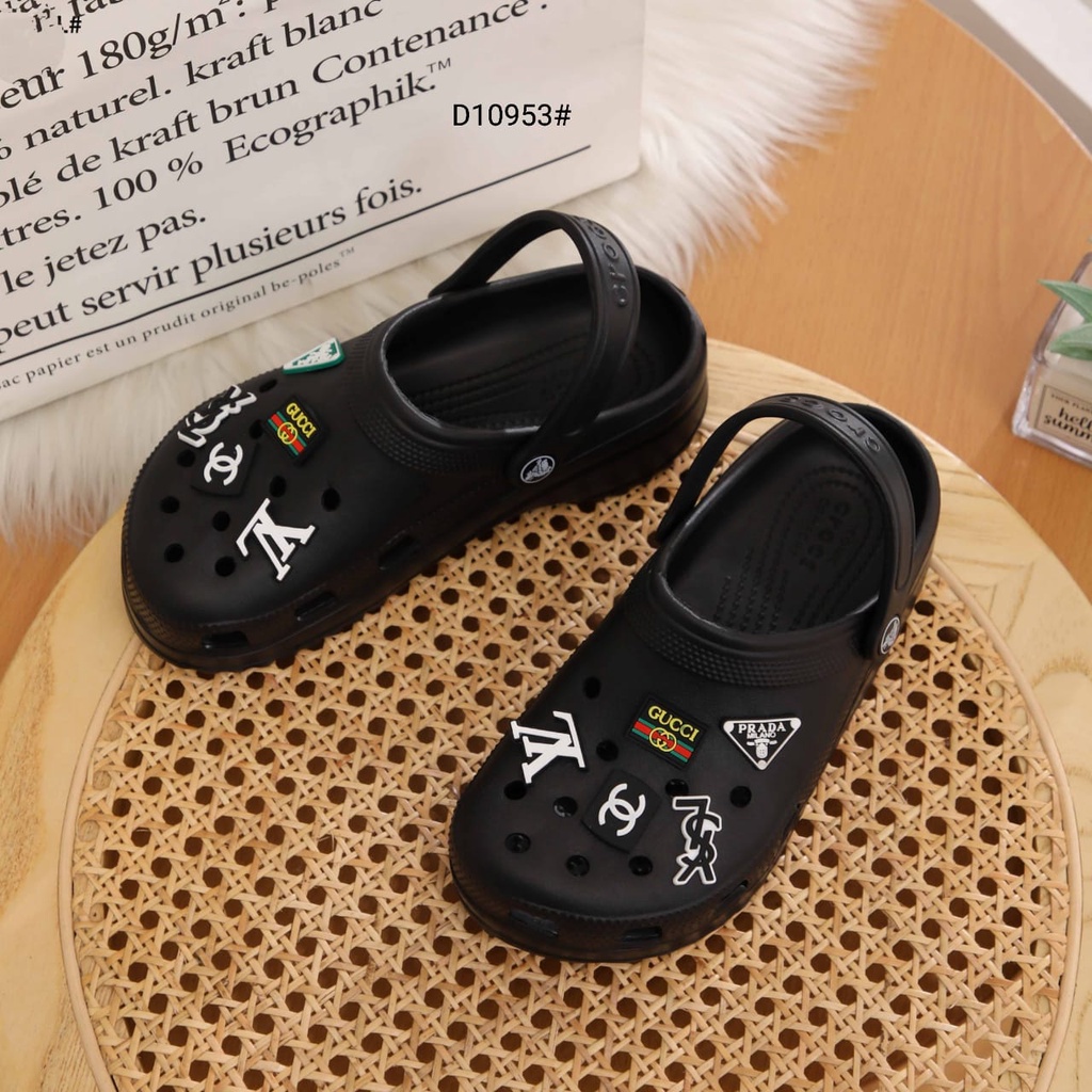 Fashion Crocs Classic Bae Clog Stud Logo For Women Slip Sandals  D10953