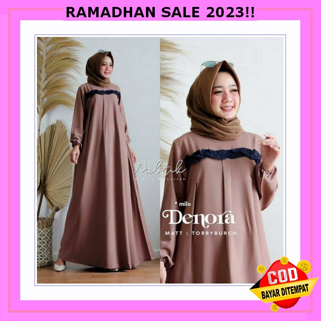 Sasikarana - Nayla Gamis Syari Free Pashmina Renda Bahan Ceruty Babydoll / Baju Gamis Syari Set Khim