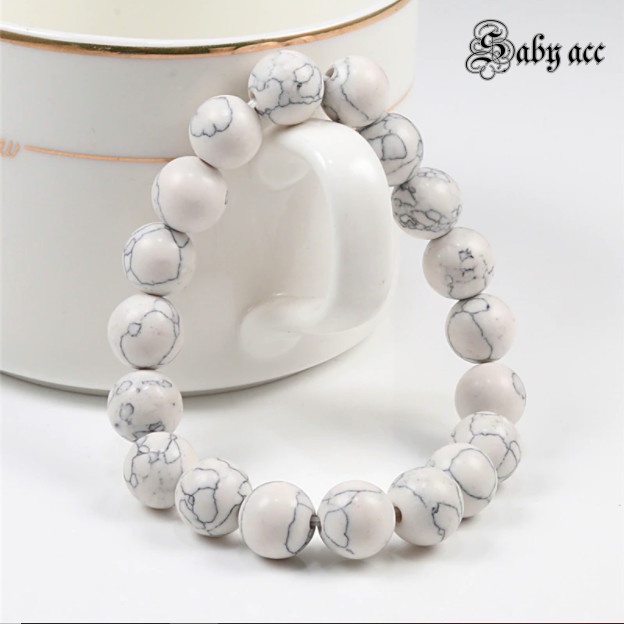 Gelang Howlite Natural Stone Bracelet White Turquoise