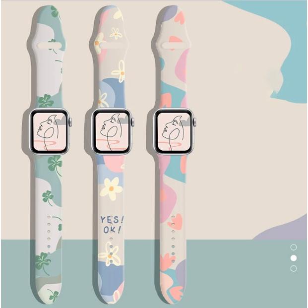 Strap iWatch Warna Lucu T500 T55 SmartWatch Seri Ultra i8 Tie Dye Apple Watch 10 9 8 SE