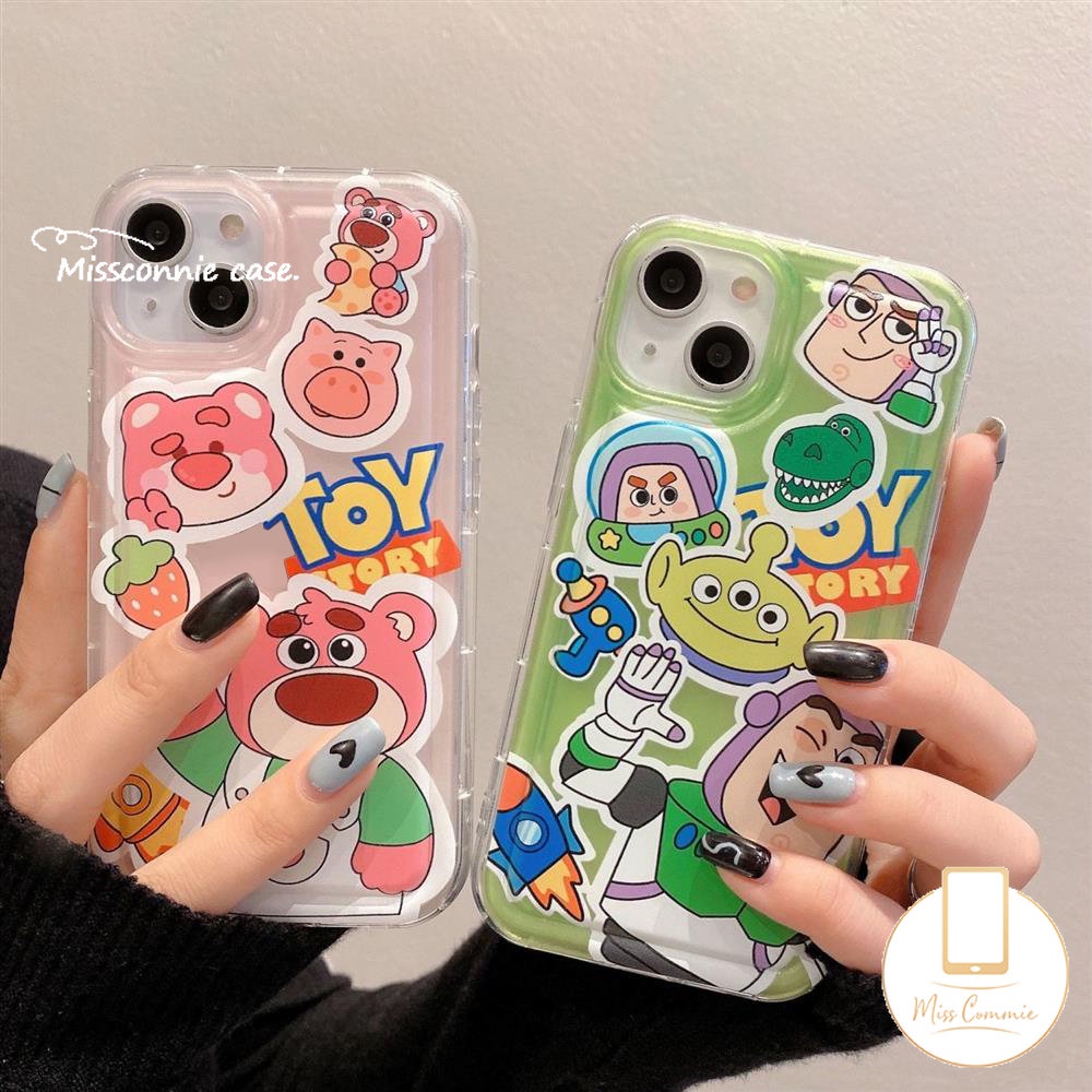 Oppo A17 A15 A76 A76 A16K A95 A7 A55 A12 A15s A3s A57 A77 A54 A12E A16 A35 A74 A32 A77s A9 A53 A33 A52 A17K A11 A72 Reno 4F Cute Strawberry Bear Manyo Buzz Lightyear Airbag Case