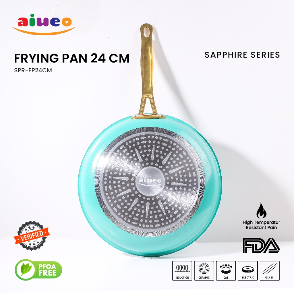 Penggorengan Anti Lengket - Frying Pan Stainless Stieel 24Cm Marble Serbaguna Panci Penggorengan Bulat