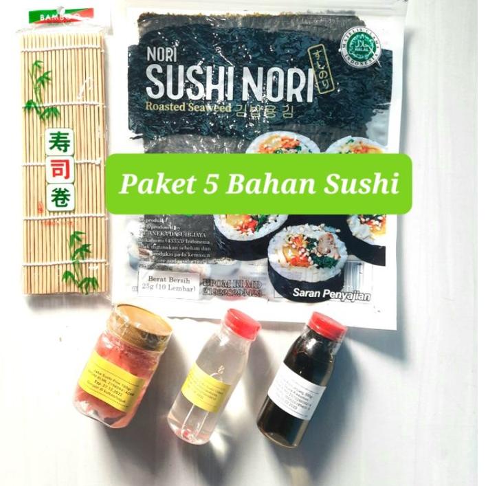 

☇ Paket Bahan Sushi Tipe 5 Halal Nori Cuka Bambu Gari Shoyu Jahe jepang gari soy sauce Vinegar seaweed red ginger ✻