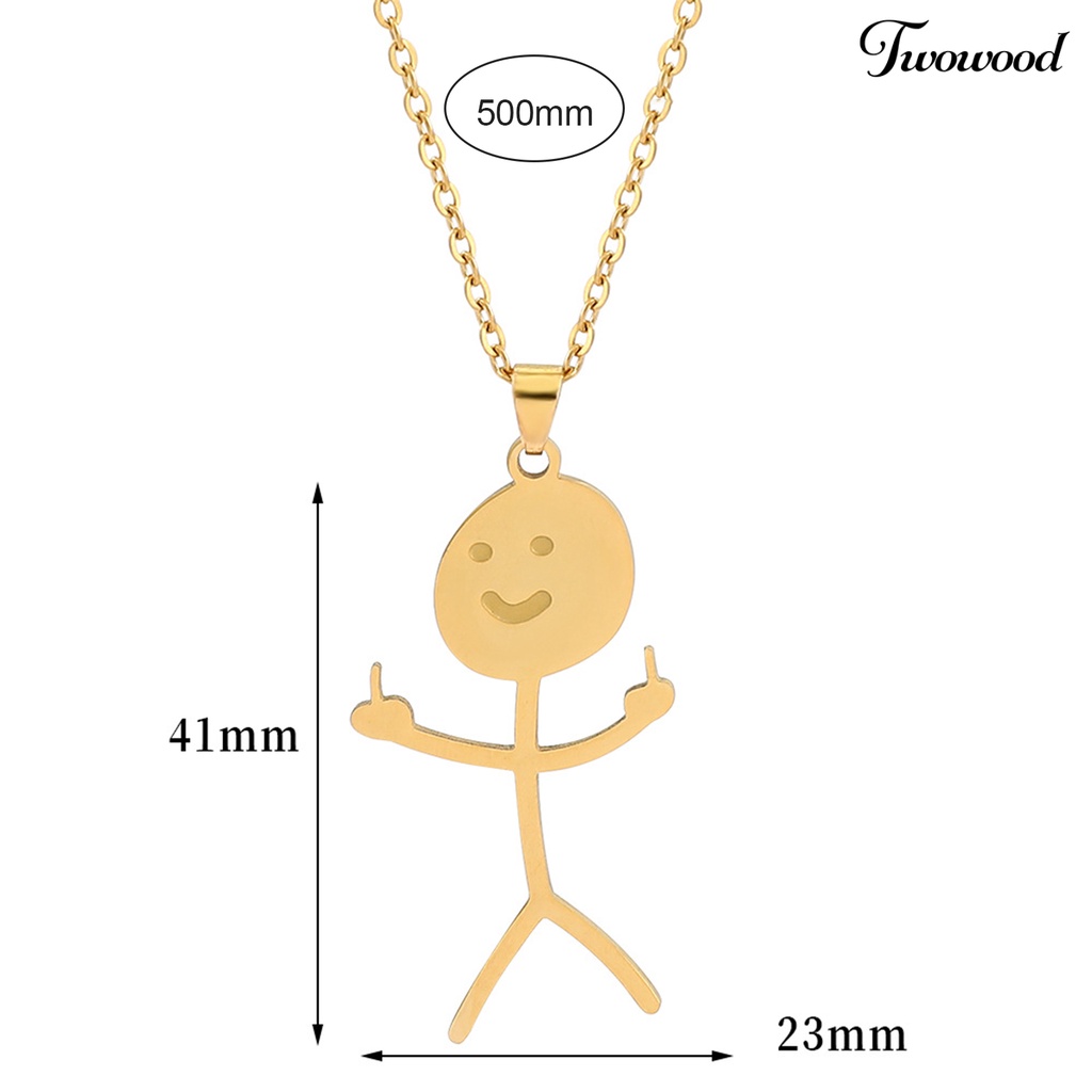 Twowood Liontin Kalung Geometris Mengkilap Gloss Kepribadian Sederhana Electroplating Dress Up Stainless Steel Pria Wanita Lucu Doodle Rantai Kalung Perhiasan Aksesori Fashion