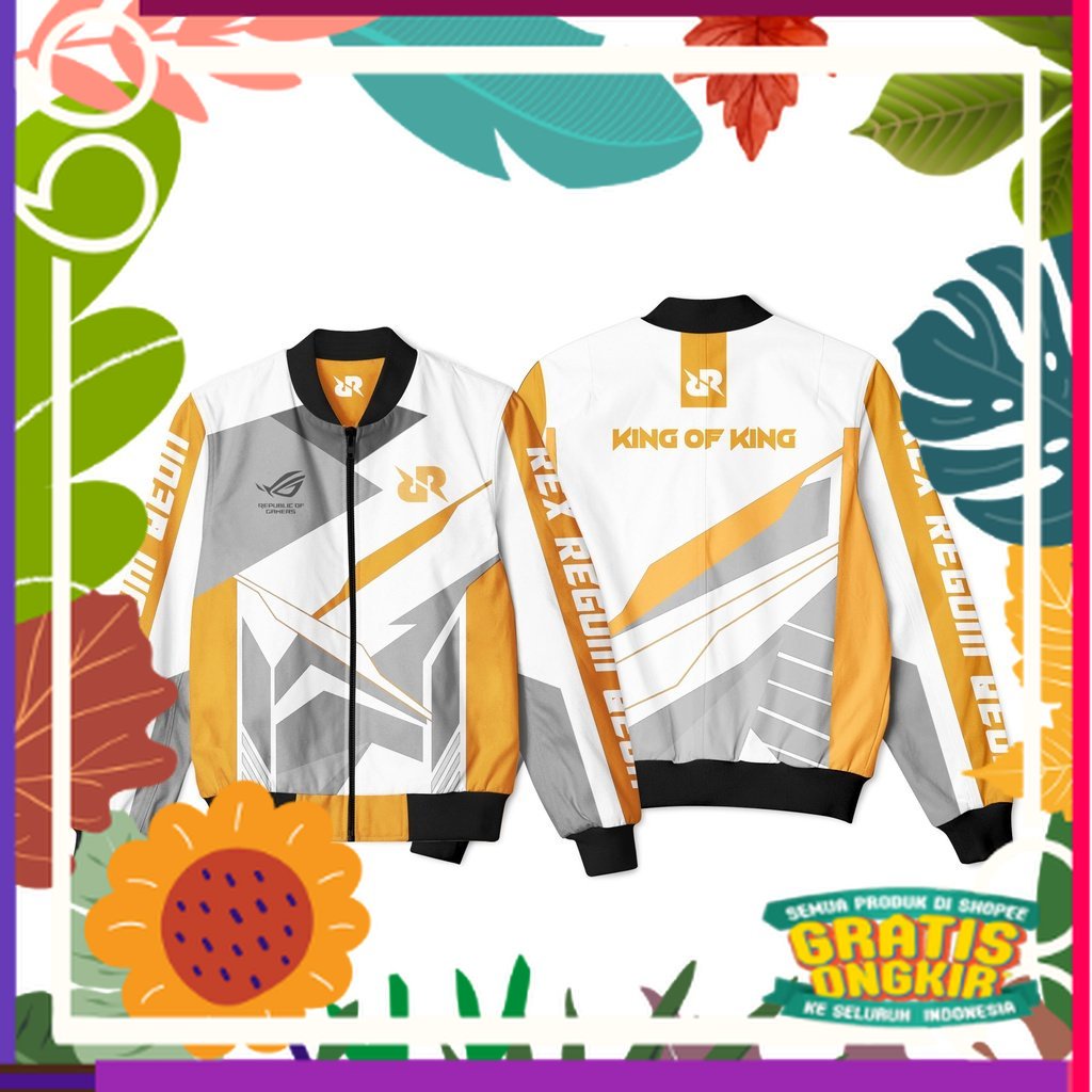 JAKET BOMBER GAMING RRQ AXXEL LIMITED EDITION EXCLUSIVE ORIGINAL PUTIH ORANGE /dewasa full