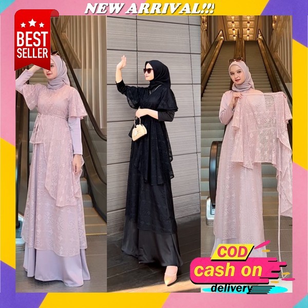 Dress Lengan Balon / Dress Satin / Gamis Lengan Balon / Dress Wisuda / Dress Bridesmaid / Dress Kond