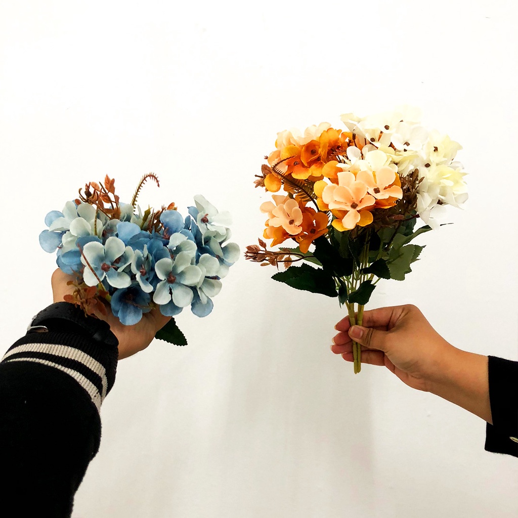 Tanaman Hias Plastik Bunga Hydrangea Fall Season Ornamen Pajangan Dekorasi Rumah Import Artificial Flower Azgalery PBP156