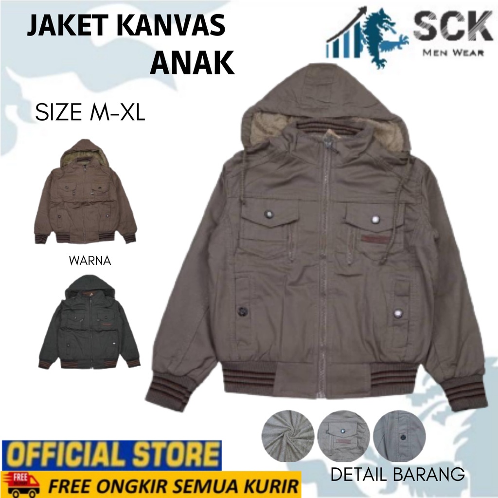 Jaket Kanvas Dalam Bulu Anak Cowok Cewek 5310 5312 5315 Unisex Topi Lepas Pasang Usia 3-8Th - sckmenwear GROSIR