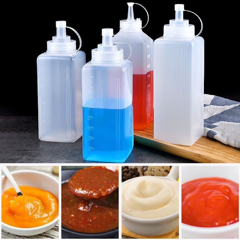 800 / 1000ML PE Condiment Large Caliber Squeeze Bottles / Plastic Dustproof Squeeze Sauce Bottle for Jam Ketchup Sauces Storage Kitchen Gadget
