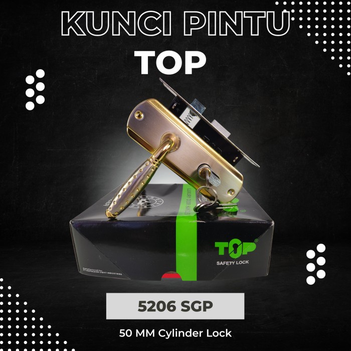 Kunci Pintu Kecil TOP Royale Series 5206 S BNS SN 50 MM Cylinder Lock