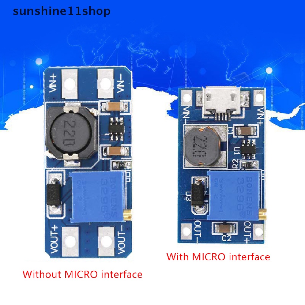 Sho DC-DC Adjustable Boost Module 2A Boost Plate Modul Step Up Dengan/Tanpa MICRO USB 2V-24V Ke 5V 9V 12V 28V N