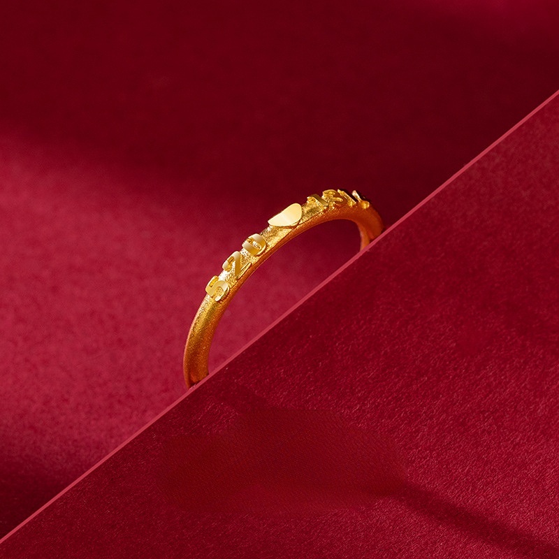 Goldkingdom Perhiasan Fashion Emas Asli Kadar 375Bangkok Aksesoris Ready Stock Simple Sandblasted 520cincin Waris1314Model Pasangan Pria Dan Wanita