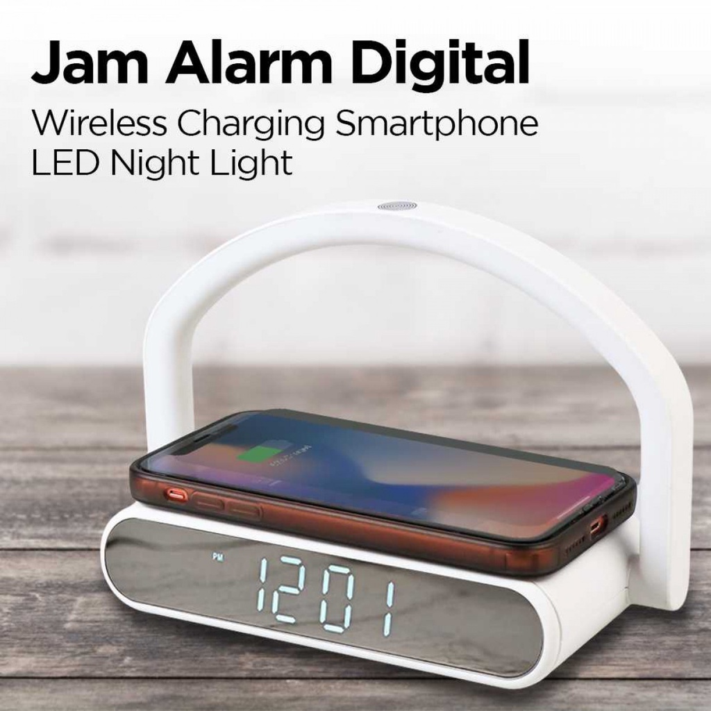 Jam Alarm Digital Wireless Charging Smartphone LED Night Light