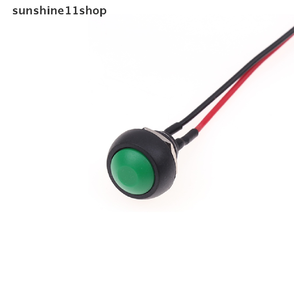 Sho 12mm Momentary Push Button Switch Saklar Bulat Mini Tahan Air 1A DC12V SPST NO 2Pin Dengan Kabel Pra-Solder N