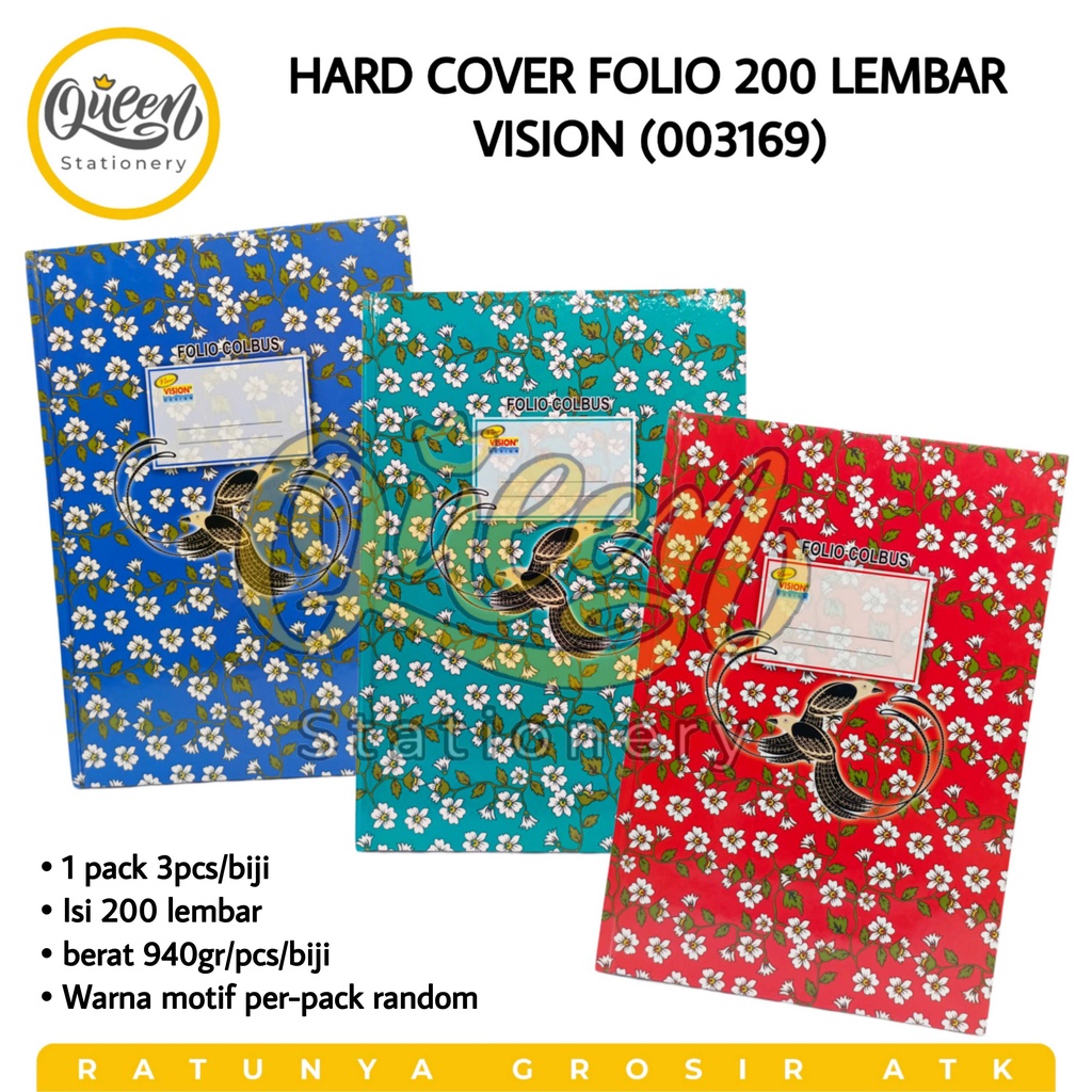 

1 PCS HARD COVER FOLIO 200 LEMBAR VISION NOTEBOOK BUKU CATATAN PEMBUKUAN BESAR SAMPUL KERAS (003169)