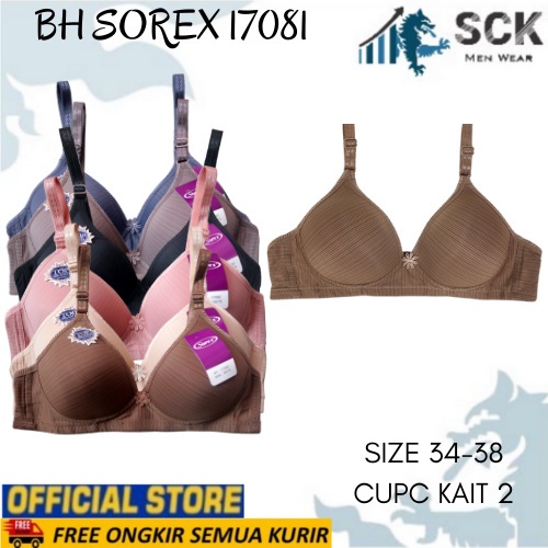 BH SOREX 17081 Tanpa Kawat Busa Tipis Motif Bunga / Pakaian Dalam Wanita - sckmenwear GROSIR