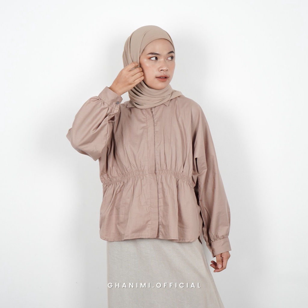 Ghanimi - Azila Shirt / Kemeja Katun Polos / Kemeja Kerja / Kemeja Santai / Kemeja Casual / Kemeja Polos / Kemeja Timeless / Kemeja Serut Karet