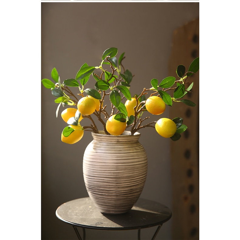 PREMIUM Tangkai Buah LEMON Artificial - Buah Lemon Lime Plastik - Dekorasi Taman Rumah Buah Daun Hia