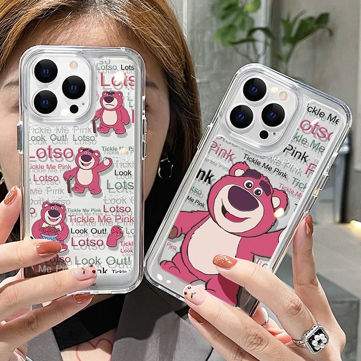 IPHONE Boneka Lucu Beruang Soft Case Kompatibel Untuk Iphone14 11 13 12 Pro XS Max Casing Ponsel Transparan XR X8 7 6S Plus Silikon TPU Shockproof Cover