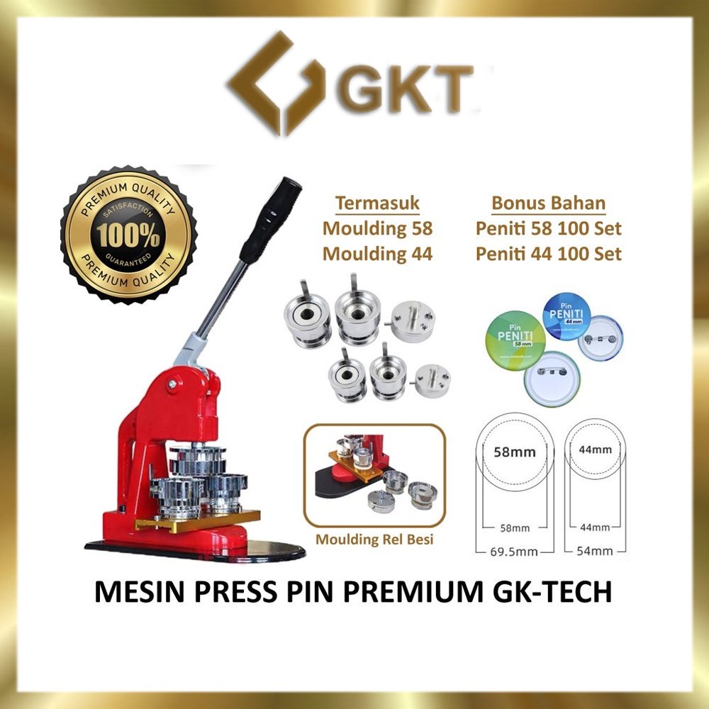 Mesin Press Pin GKT Termasuk Moulding Uk. 44 &amp; 58 mm GKT Import Murah Awet