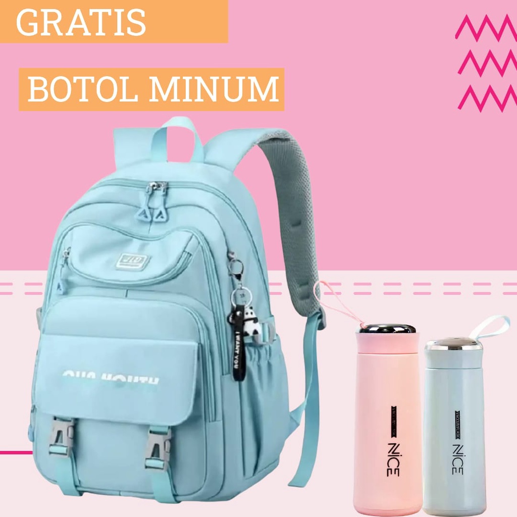 GTB- Tas Ransel Perempuan Tas Ransel Anak Perempuan Sekolah Tas Ransel Sekolah Wanita Gratis Botol minum