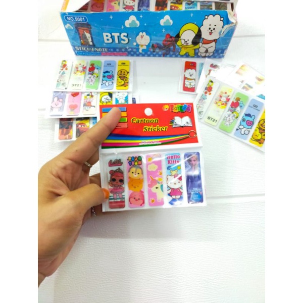 Pembatas buku post it karakter ecer isi 5 set(100pcs)