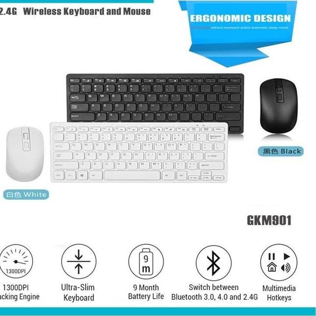 ❆ GKM901 MINI KEYBOARD WIRELESS + MOUSE WIRELESS TERMURAH COMBO SET ➨