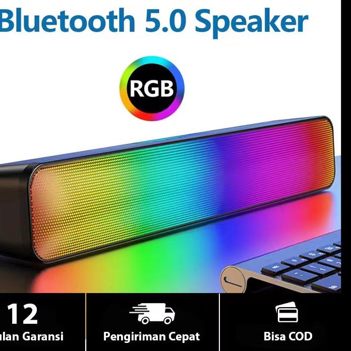 ✻ Jovitech Speaker Bluetooth Soundbar RGB 5 Colors LED Light Computer TV Phone TF Multifunction 5.0 