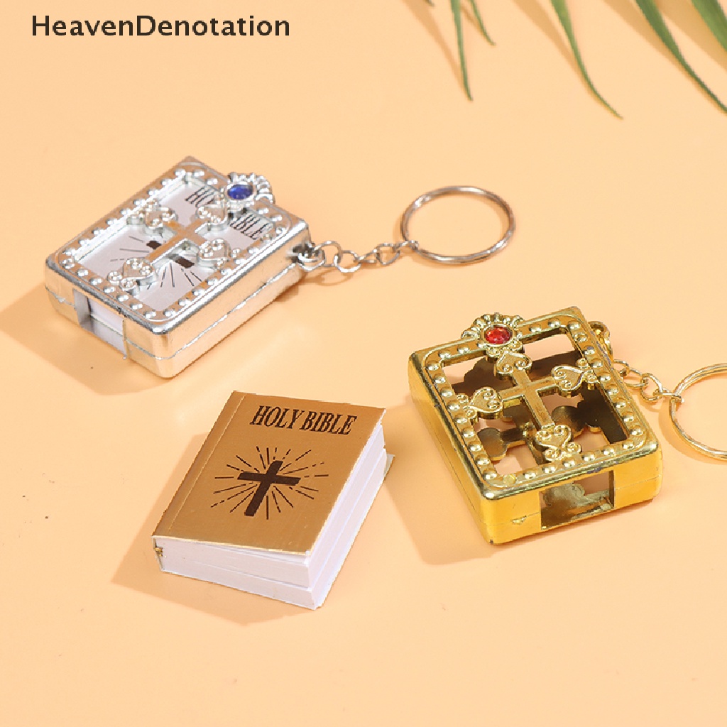 [HeavenDenotation] Gantungan Kunci Kitab Suci Mini Religi Kristen Jesus Cross Keychain Hadiah Doa HDV