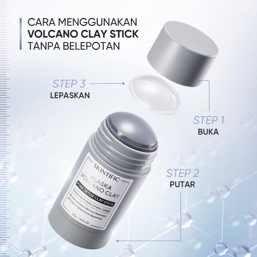 SKINTIFIC - Alaska Volcano Pore Detox Clay Stick 40g Mask Masker wajah