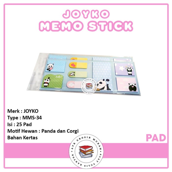 

JOYKO - Memo Stick Kertas Note MMS-34 Motif Hewan Lucu - 1 Pad