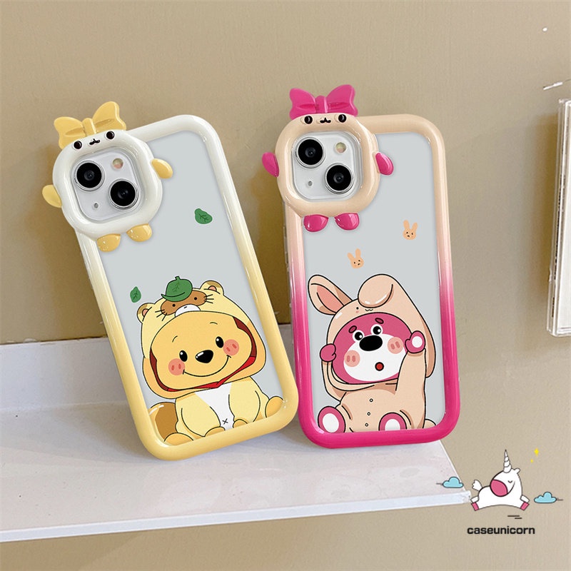 Oppo A17 A95 A16 A15 A17K A3s A57 A74 A12 A5s A76 A55 A96 A54 A16K A7 A77 A77s A53 A16E A31 A5 A9 A52 Reno5 7Z Winnie the Pooh Strawberry Bear Manyo Tempat Lensa Monster Kecil Lembut