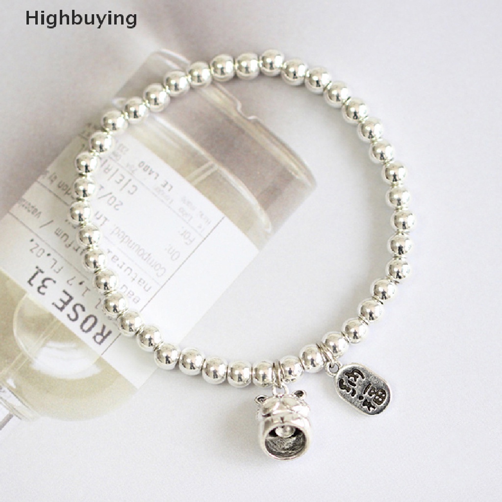 Hbid Gelang Manik-Manik Bulat Fashion Warna Perak Sederhana Untuk Wanita Gadis Punk Hip-Hop Trendi Aksesoris Perhiasan Hadiah Pasangan Perhiasan Glory