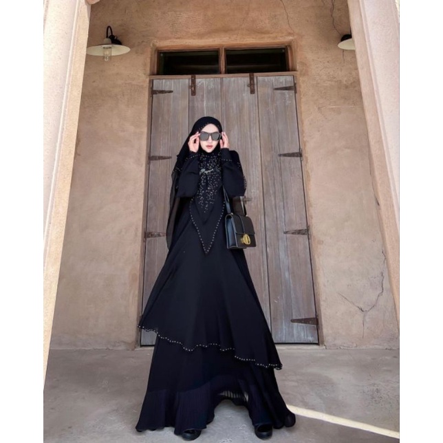 [MAISYARA SYAR'I] GAMIS SET SYARI / DRESS ORIGINAL KOLEKSI TERBARU " ZA"ABEEL - DUBAI BLACK SERIES "