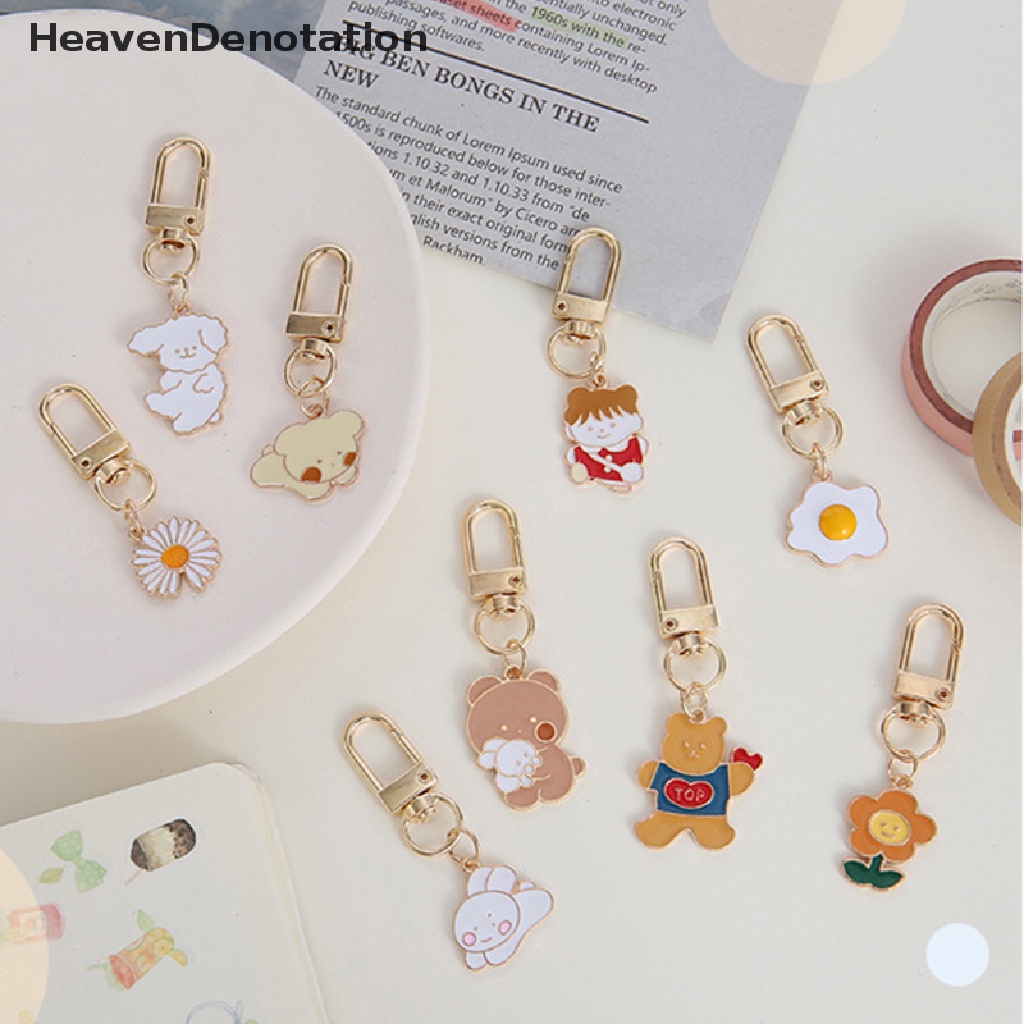 [HeavenDenotation] Kartun Logam Gantungan Kunci Indah Lucu Tas Ornamen Mahasiswa Segar Kunci Cincin Liontin Gadis Gantungan Kunci Aksesoris Kawaii Keychain HDV