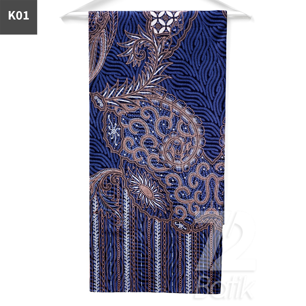 KAIN BATIK KATUN Premium Motif Kembang Laskar Warna Biru Putih  723163 Cap 72 Jarik Jarit Samping Kebat Panjang Batik Katun Modern Premium Bahan Seragam Batik Pernikahan Kantor Keluarga Murah Kamen Jadi Batik Bali Lembaran