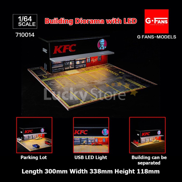 G-Fans Models 1/64 Premium Diorama Diecast KFC with LED