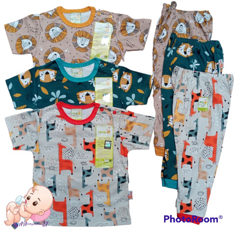 VELVET JUNIOR!!!3 Pasang Setelan CPR Baju Pendek Celana Panjang Ukuran S M L MOTIF RANDOM