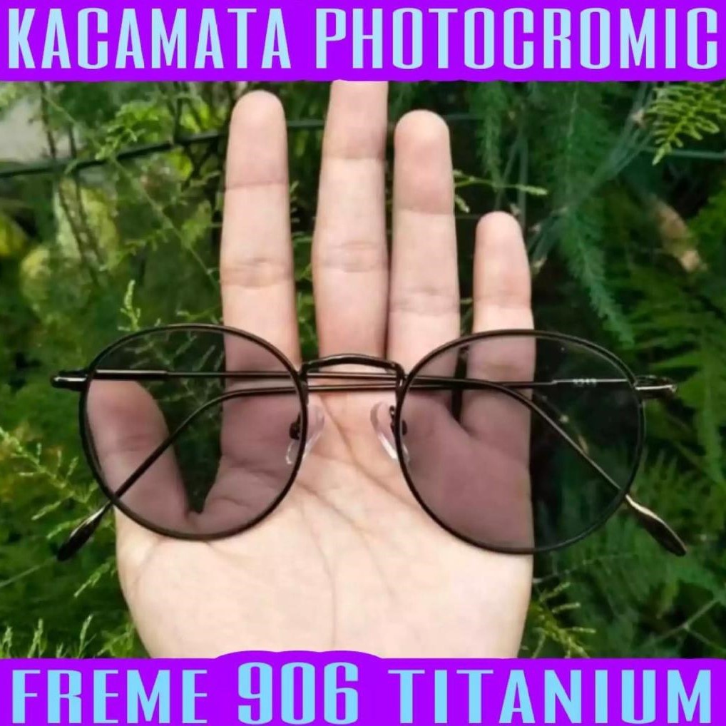 Free Box 2 In 1 Kacamata lensa photocromic anti radiasi wanita pria kacamata bingkai Titanium perubahan warna fotocromic PA3