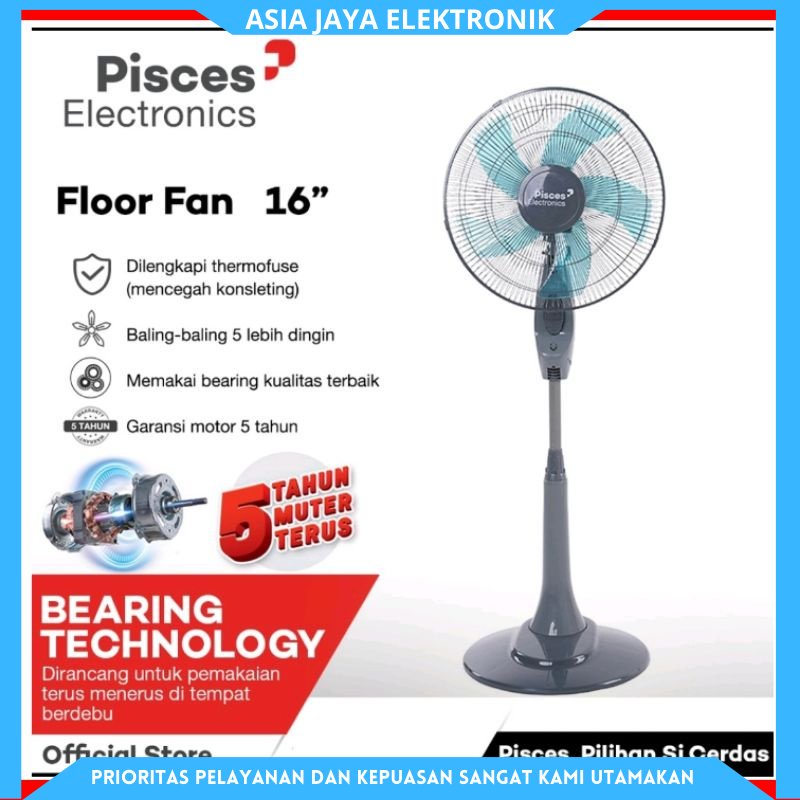 PISCES 16 inch Kipas Angin Berdiri 1680 PRO Teknologi Bearing Angin Super Kencang