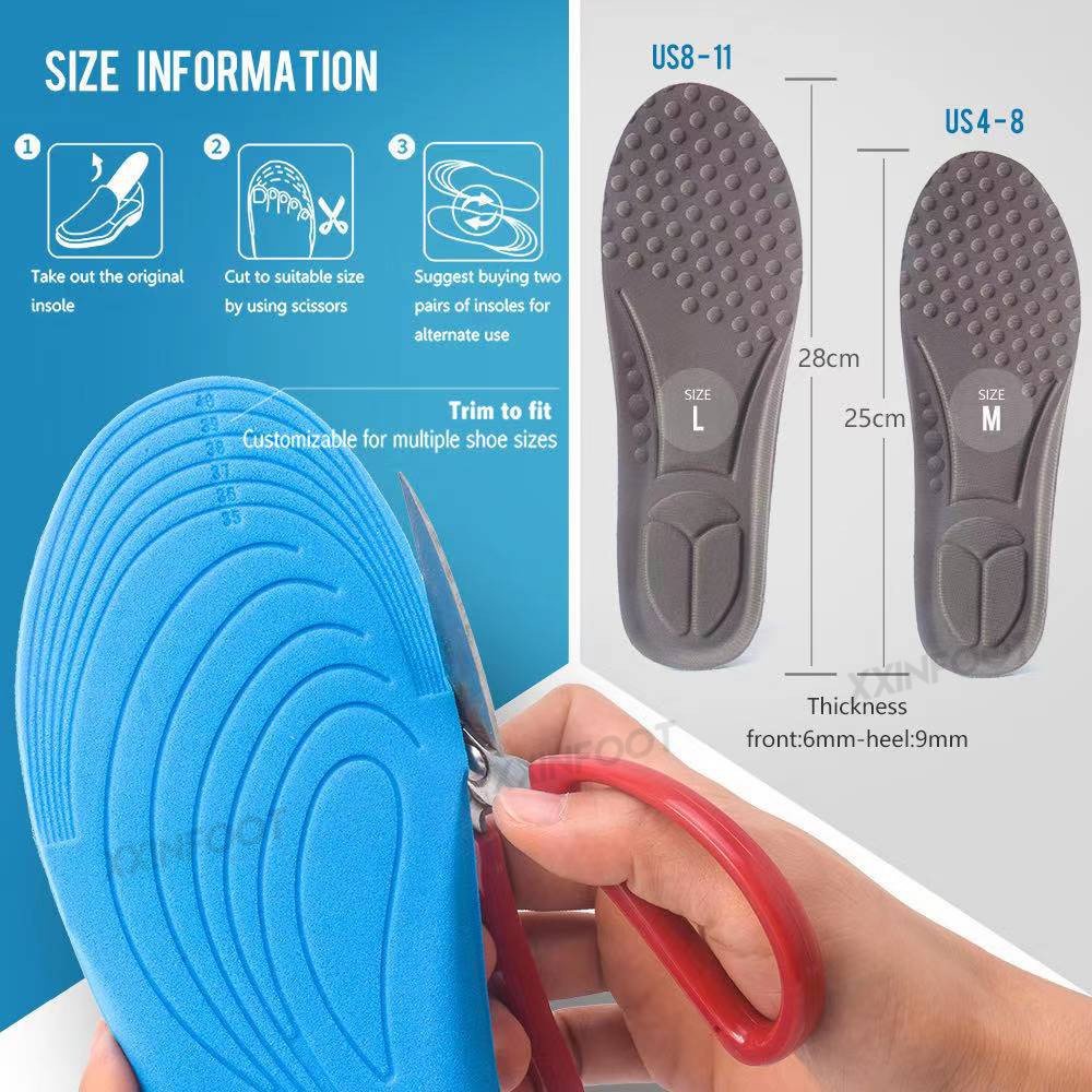 1 Pasang Insole Sisipan Sepatu Pria dan Wanita, Bantalan Pijat Lembut Untuk  Sol Sepatu Pad Accessorie Lembut Nyaman