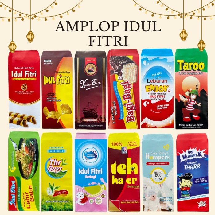 

[BISA COD] AMPLOP LEBARAN HARI RAYA IDUL FITRI LUCU / ANGPAO UANG MURAH SIAP PAKAI MOTIF SNACK 1 PAK ISI 10