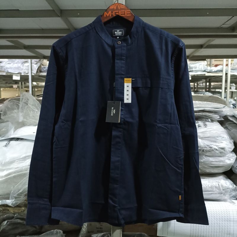 Kemeja koko lengan panjang Original MGEE ARKAN C008 NAVY