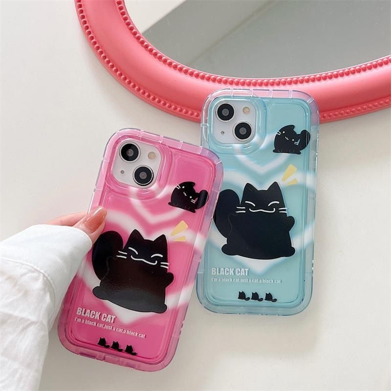IPHONE Casing Ponsel Desain Kucing Hitam Cinta Kecil Kompatibel Dengan Iphone12 13 14 11 Pro Max X Xs Max Xr Vvctyr