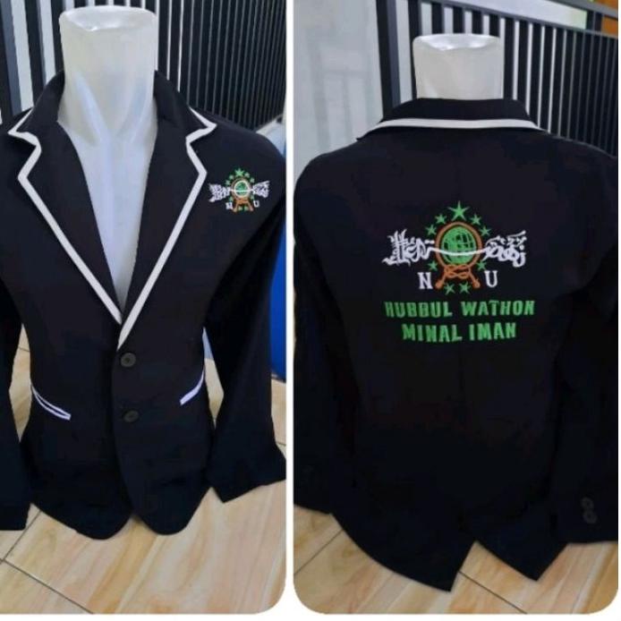 ℗ jas almamater hitam lis putih bordir logo NU ( bisa tambah nama dan logo) ☼