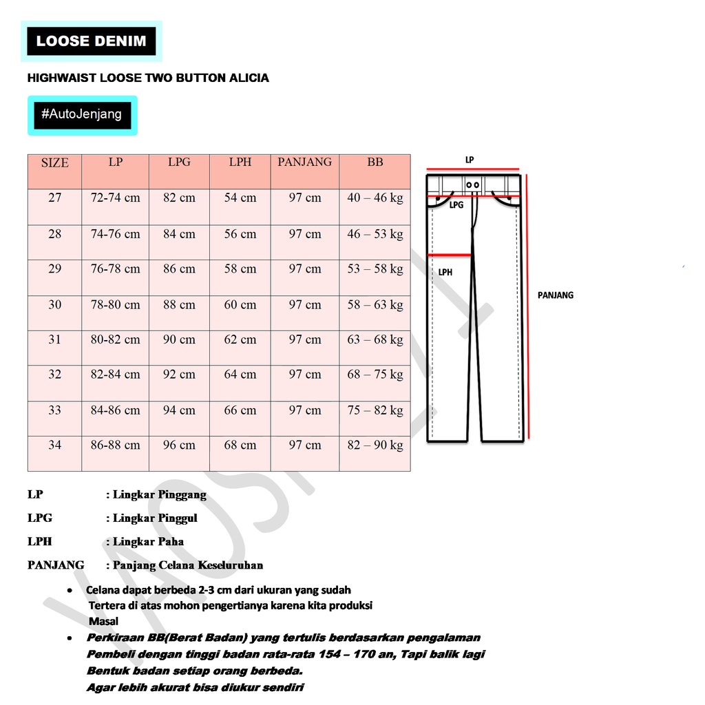 YAOSHI -Jeans Wanita Pinggang Tinggi - High waist Boyfriend Alecia Pinggang Tinggi Aplikasi Kancing Dua